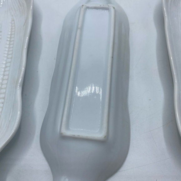 White Ceramic Corn on the Cob Dishes Set of 6 Vintage - Picture 4 of 7